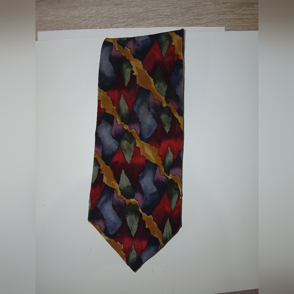 Multicolor Geometric Men's Tie 100% Silk J. Garcia